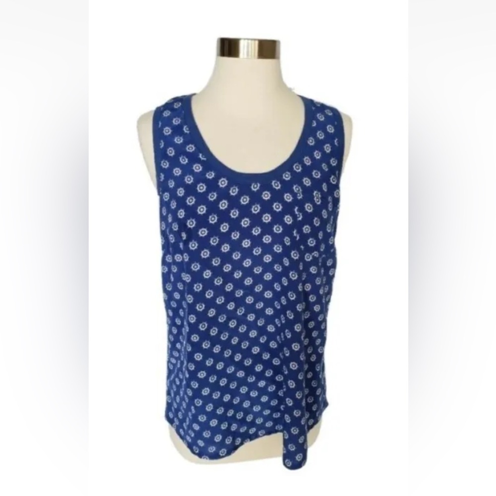 Joie Women’s Royal Blue Nautical Print XS Silk Tank Sleeveless Shell Racerback - Picture 2 of 9